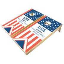 USA American Flag Custom Family Name Team Reunion