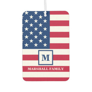 USA American Flag Customized Monogram 4th Of July Air Freshener