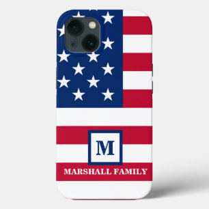 USA American Flag Customized Monogram 4th Of July iPhone 13 Case
