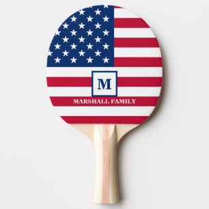 USA American Flag Customized Monogram 4th Of July Ping Pong Paddle