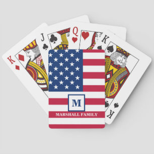 USA American Flag Customized Monogram 4th Of July Playing Cards
