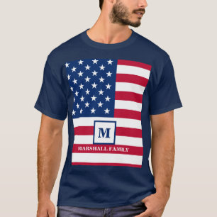 USA American Flag Customized Monogram 4th Of July T-Shirt