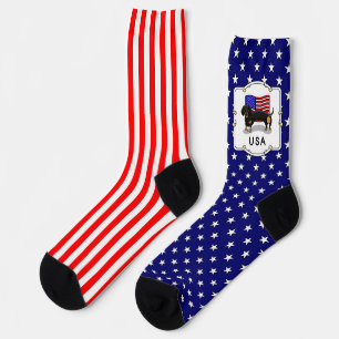 USA American Flag Dachshund Dachsie (black & tan) Socks