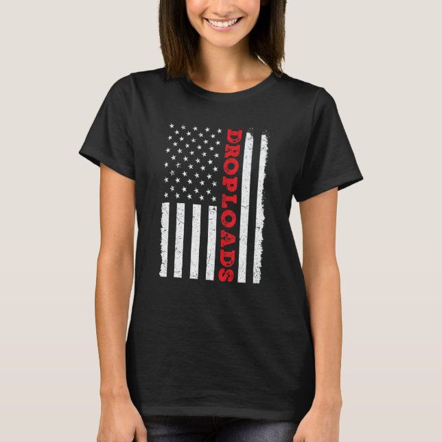 USA American Flag Drop Loads Turck Driver Trucker  T-Shirt (Front)
