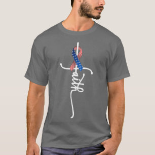 USA American Flag Faith Cross United States US Pat T-Shirt