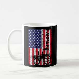 Usa American Flag Farm Tractor Farmer Farming Coffee Mug