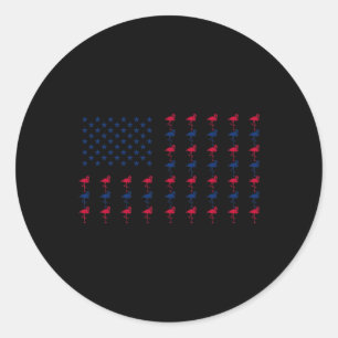 Usa American Flag Flamingo Lover 4th Of July Patri Classic Round Sticker