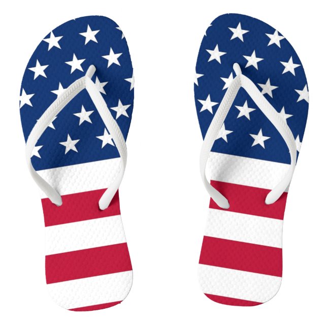 USA American Flag Flip Flops Sandals (Footbed)
