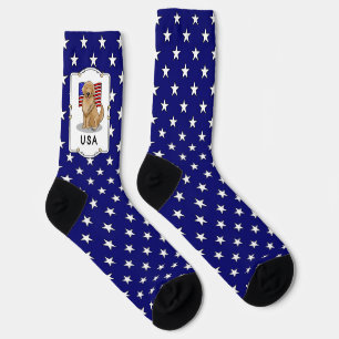 USA American Flag Golden Retriever Dog Patriotic Socks