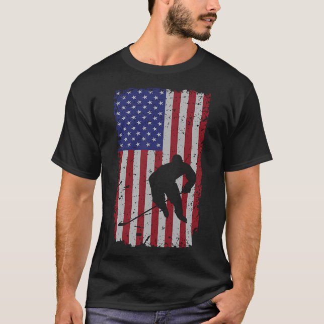 Usa American Flag Hockey Hoodie Gift For Hockey Lo T-Shirt (Front)