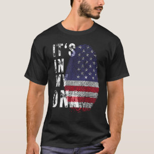 Usa American Flag It's In My Dna Fingerprint For M T-Shirt