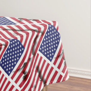 USA AMERICAN Flag Map Stylish Patriotic Geometric Tablecloth