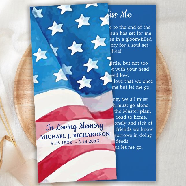 USA American Flag Memorial Prayer Bookmark Card (Creator Uploaded)