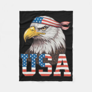 Usa American Flag Men Women Kids Bald Eagle Patrio Fleece Blanket