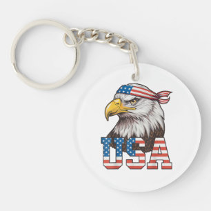 USA American Flag Men Women Kids Bald Eagle Patrio Keychain