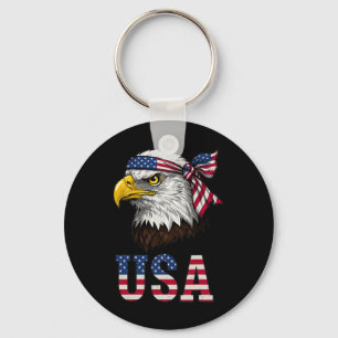 Usa American Flag Men Women Kids Bald Eagle Patrio Keychain