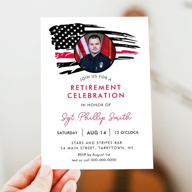USA American Flag Military Police Retirement Invitation (Creator Uploaded)
