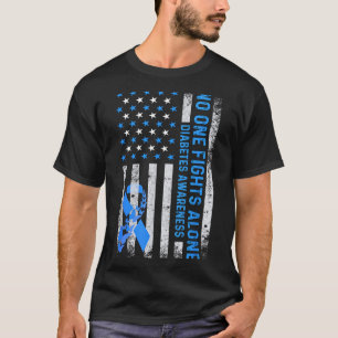 Usa American Flag No Fighting Alone Diabetes Aware T-Shirt