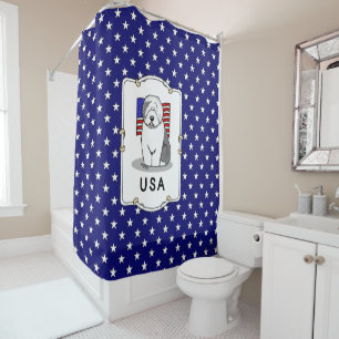 USA American Flag Old English Sheepdog (Grey 1)