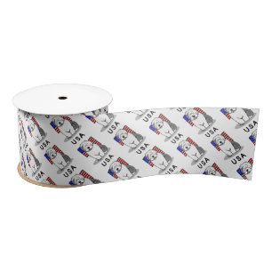 USA American Flag Old English Sheepdog (Grey 1) Satin Ribbon