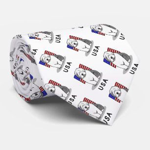 USA American Flag Old English Sheepdog (Grey 1) Tie