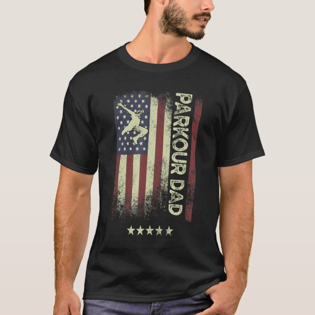 USA American Flag  Parkour Dad 1 T-Shirt (Front)