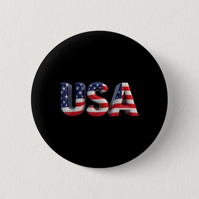 USA American Flag Patriotic 2 Inch Round Button (Front)