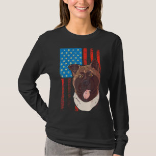 Usa American Flag Patriotic Dog Akita T-Shirt