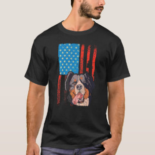 Usa American Flag  Patriotic Dog Bernese Mountain T-Shirt
