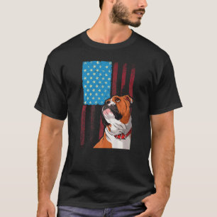 Usa American Flag  Patriotic Dog English Bulldog T-Shirt