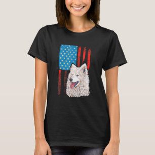 Usa American Flag Patriotic Dog Samoyed T-Shirt
