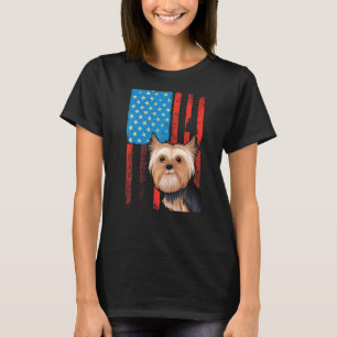 Usa American Flag Patriotic Dog Yorkshire Terrier T-Shirt