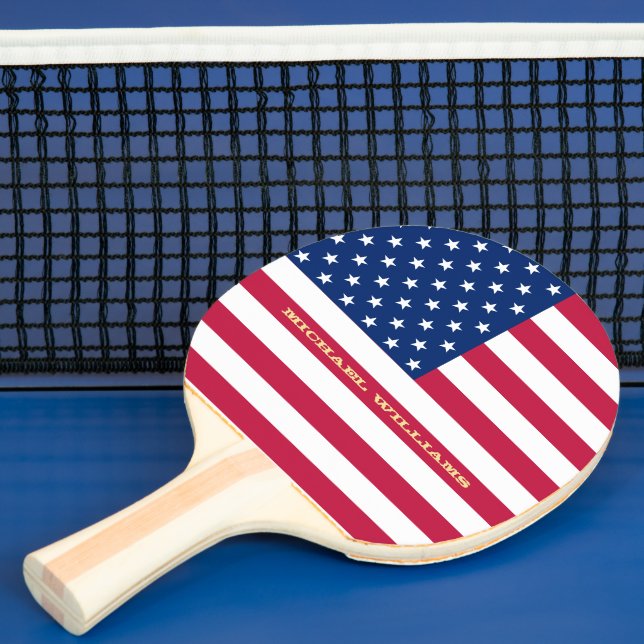 USA American Flag Patriotic Monogram Table Tennis Ping Pong Paddle (Insitu)
