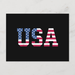 USA American Flag Patriotic Red White Blue Stars & Postcard