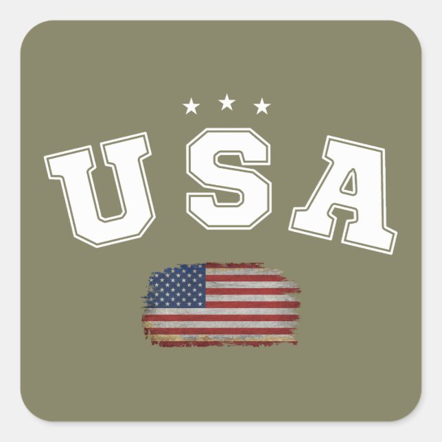USA American Flag Patriotic Veterans 4th of July Square Sticker (Front)