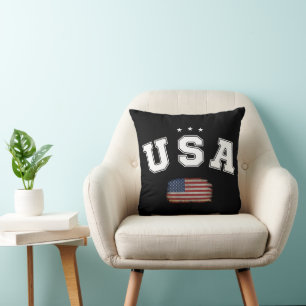 USA American Flag Patriotic Veterans 4th of July Throw Pillow