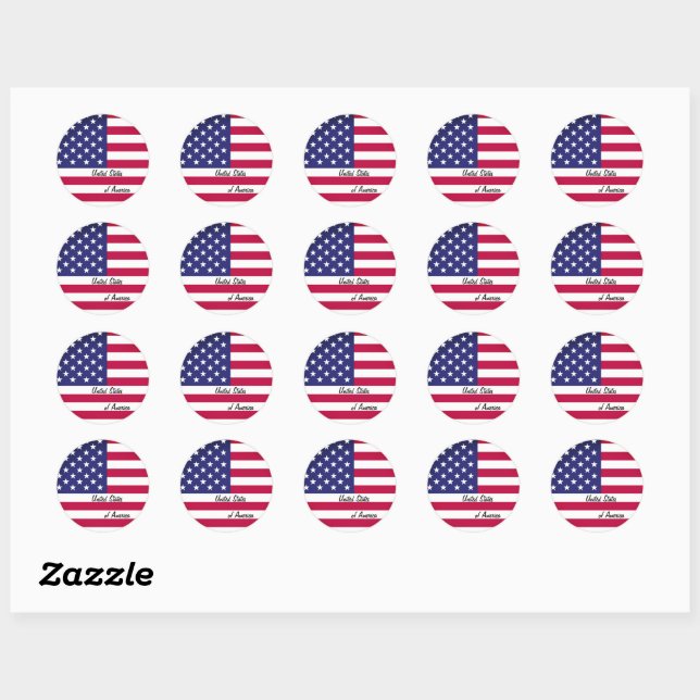 USA & American flag patriots, holiday / sports Classic Round Sticker (Sheet)