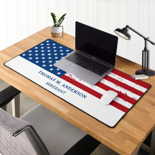 USA American Flag Personalized Military  Desk Mat