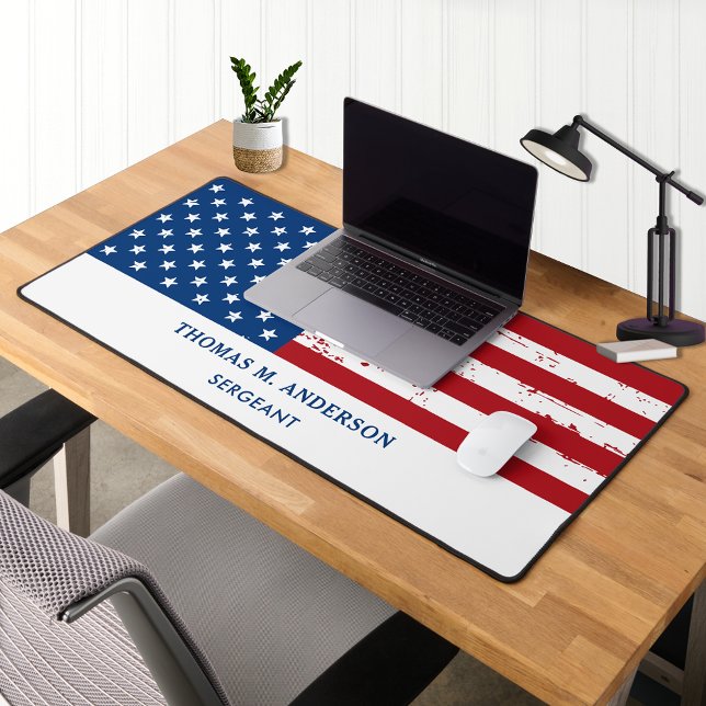 USA American Flag Personalized Military  Desk Mat (Creator Uploaded)