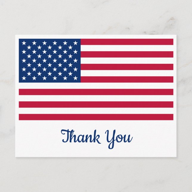 USA American Flag Personalized Military Thank You Postcard (Front)
