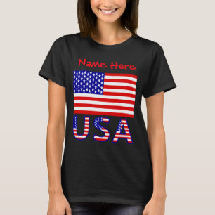 Usa American Flag Red Personalized Mens T Shirt