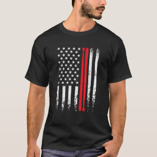 USA American Flag Retro Music Drummer Drum Stick 4 T-Shirt