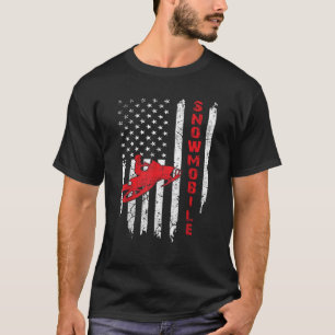 USA American Flag Snowmobiling Snow Sled Snowmobil T-Shirt