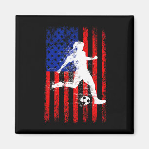 Usa American Flag Soccer Shirt For Girls Women  Magnet