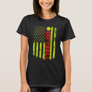 USA American Flag Softball T-Shirt