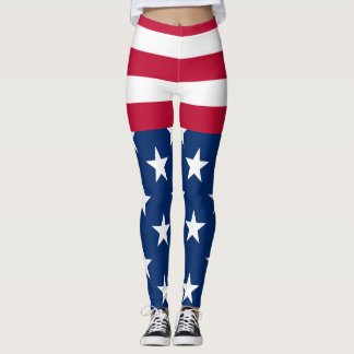 USA American Flag Stars and Stripes Leggings
