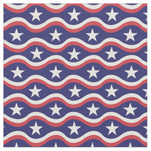 USA American flag stars with red waves on blue Fabric
