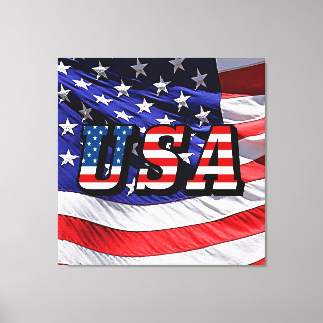 USA - American Flag Stretched Canvas Print (Front)