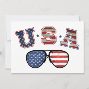 USA American Flag Sunglasses Veteran 4th Of July Invitation