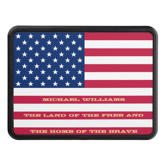 USA American Flag SUV RV Pickup Truck Car Trailer Trailer Hitch Cover (Front)
